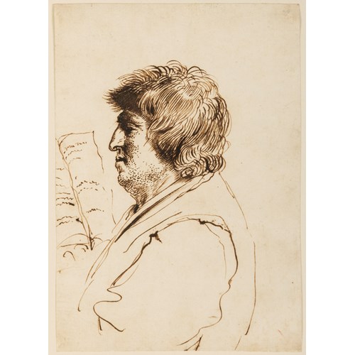 A Man Reading a Book, in Profile to the Left